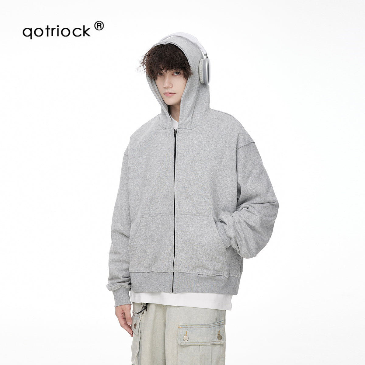 QOTRIOCK cleanfit Boxy Zipper Jacket