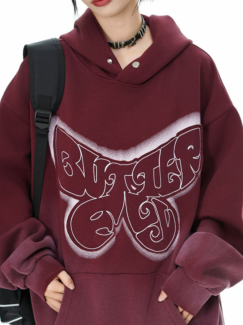 TKPA Butterfly Embroidery Loose Hoodie