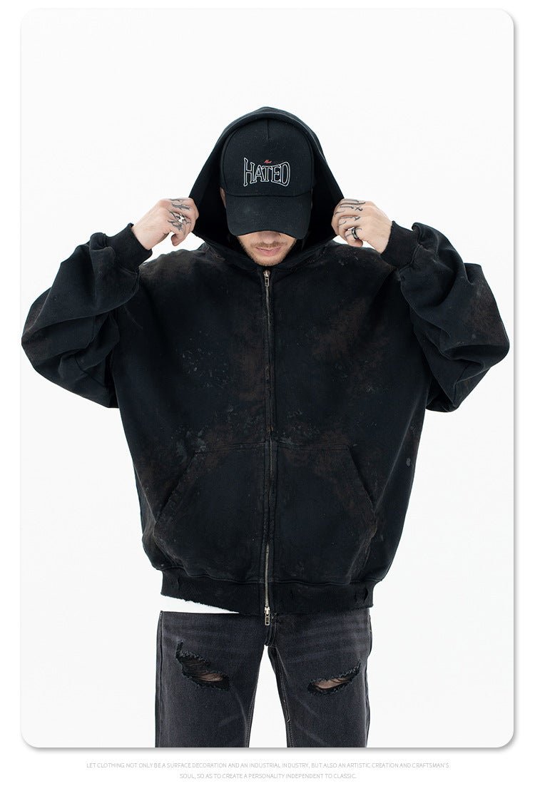 FORGIVNESS  Dirty Fit Mud Dyed Dirty Zipper Hoodie
