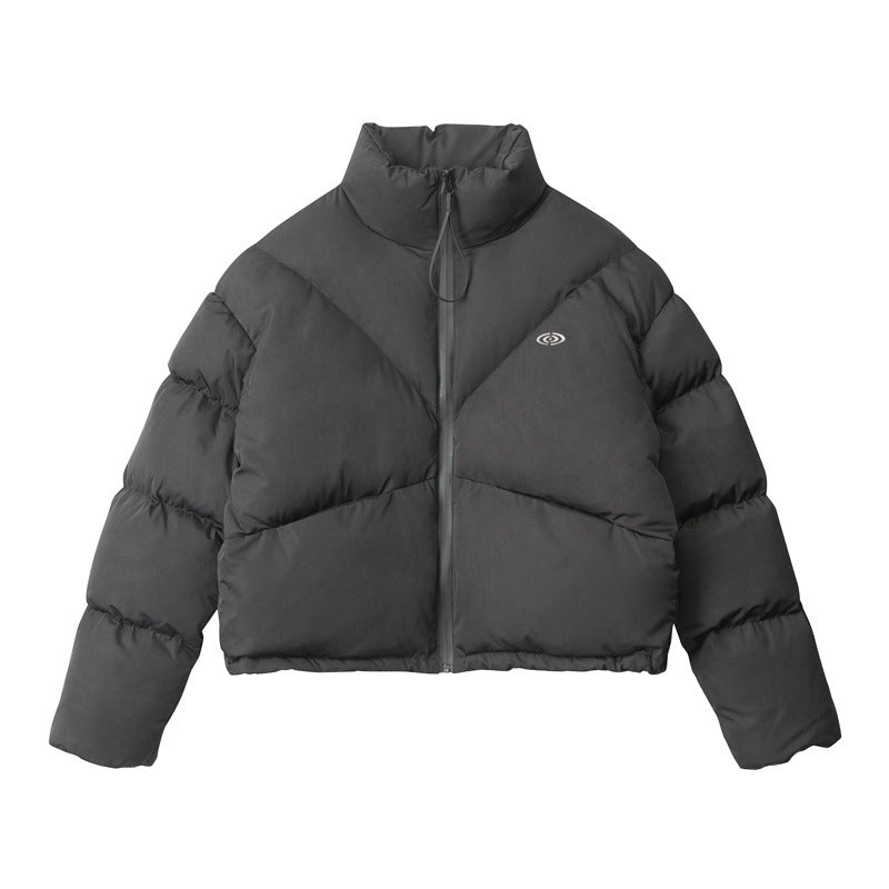 Nariele Retro Stand Collar Short Crop Top Jacket Thick Cotton Jacket