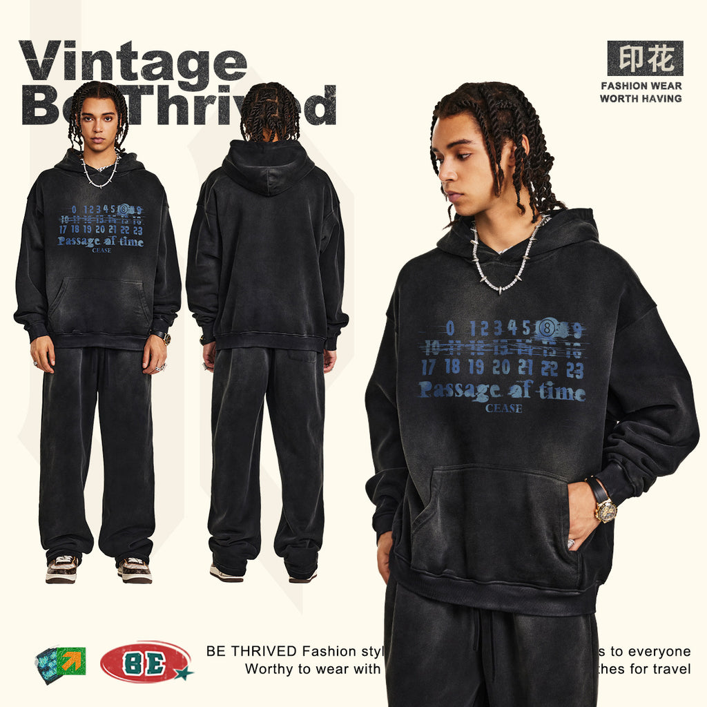 BE Autumn American Mottled Letter Hoodie