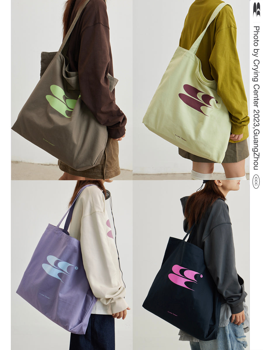 CryingCenter Large Capacity Commuting 3C LOGO Canvas Tote Bag