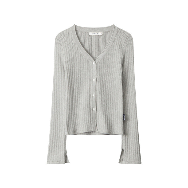 Nariele French Style Long Sleeve Knitted Cardigan Slim Fits Sweater