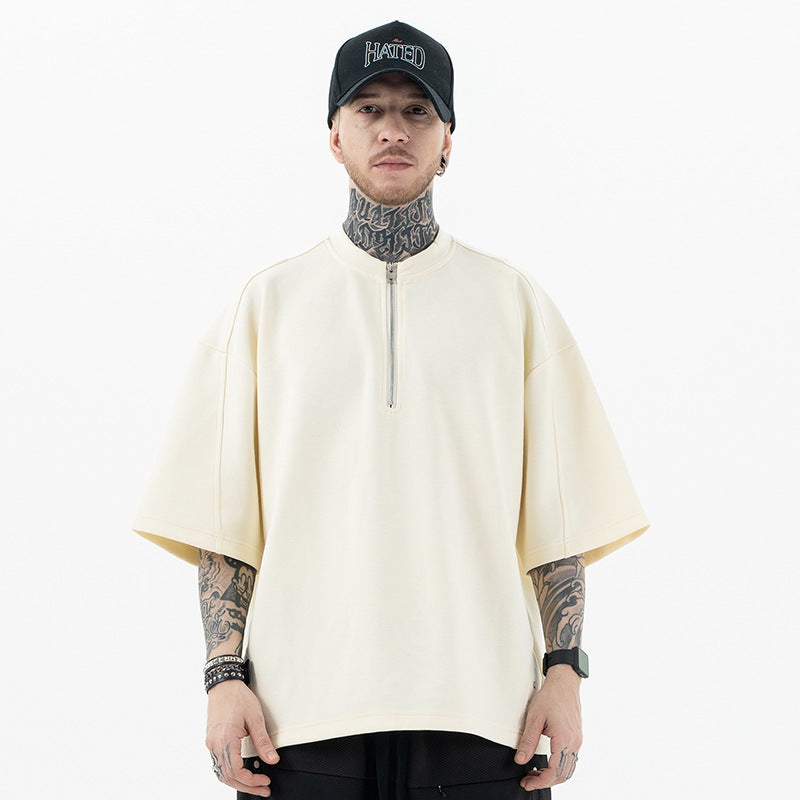 FORGIVNESS  Half Zipper Thickened Short Sleeve Tee