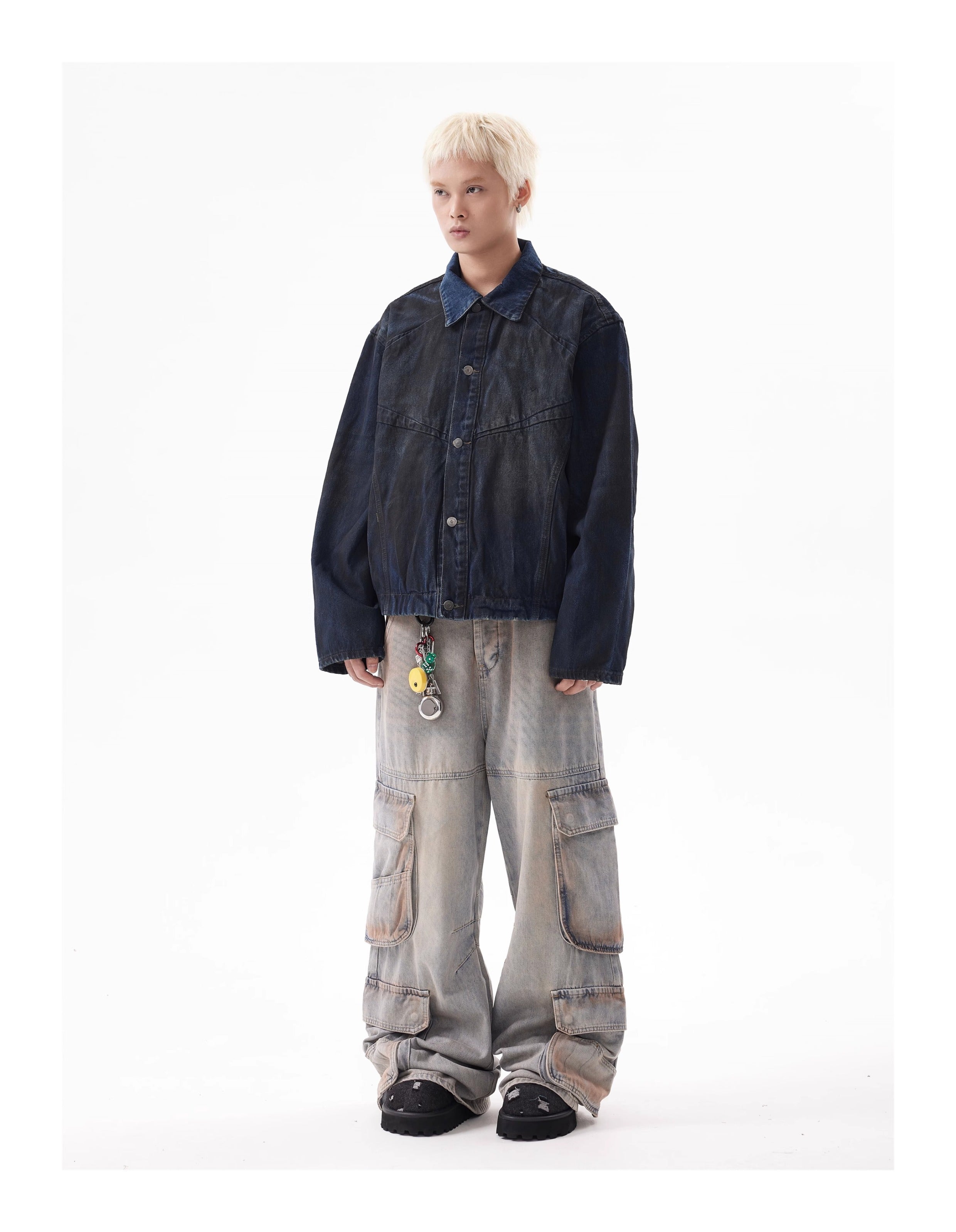 BTSG Frost Distressed Dirty Gradient Denim Jacket