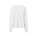 Nariele Deep V Neck Long Sleeve T-Shirt Slim Solid Top