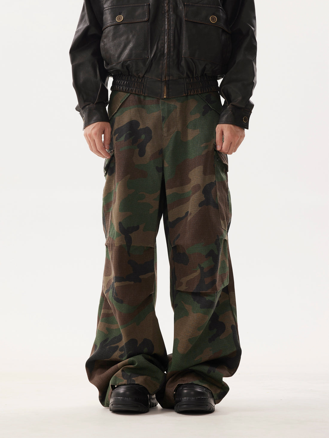 BTSG Drawstring Baggy Camouflage Cargo Pants