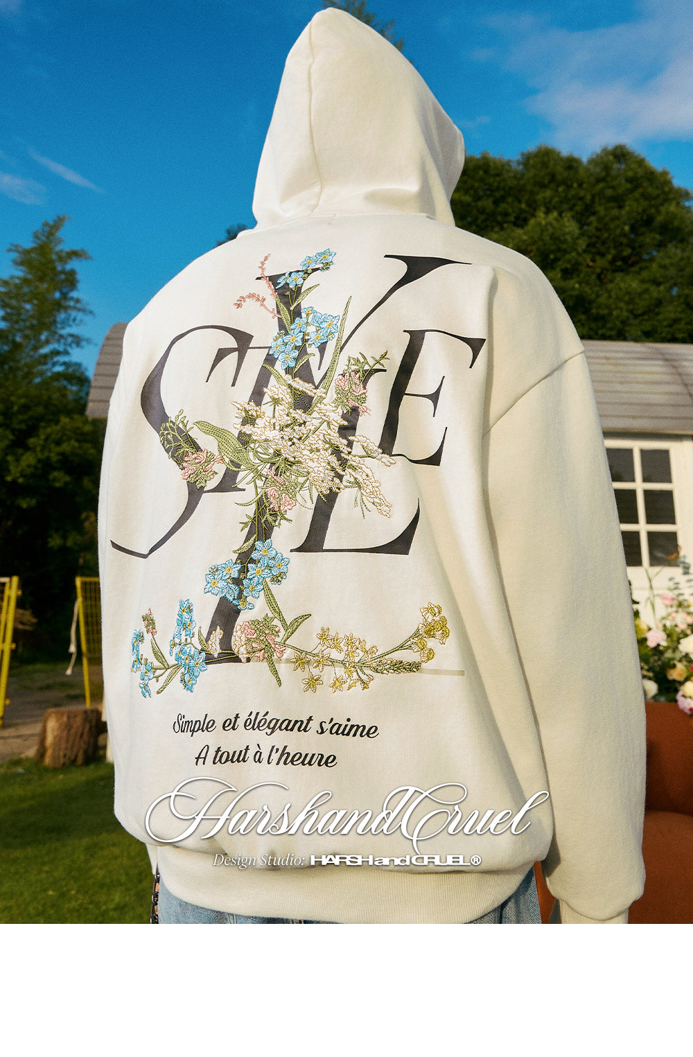 harshandcruel floral embroidery STYLE HACR Zipper Hoodie