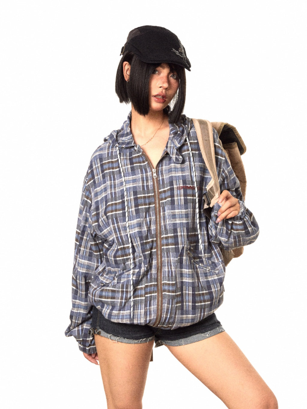 سترة BLACKBB الأمريكية بسحاب منقوشة غير منتظمة