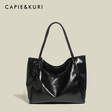 CAPIE & KURI Dark Night Spade Soft Leather Tote Bag