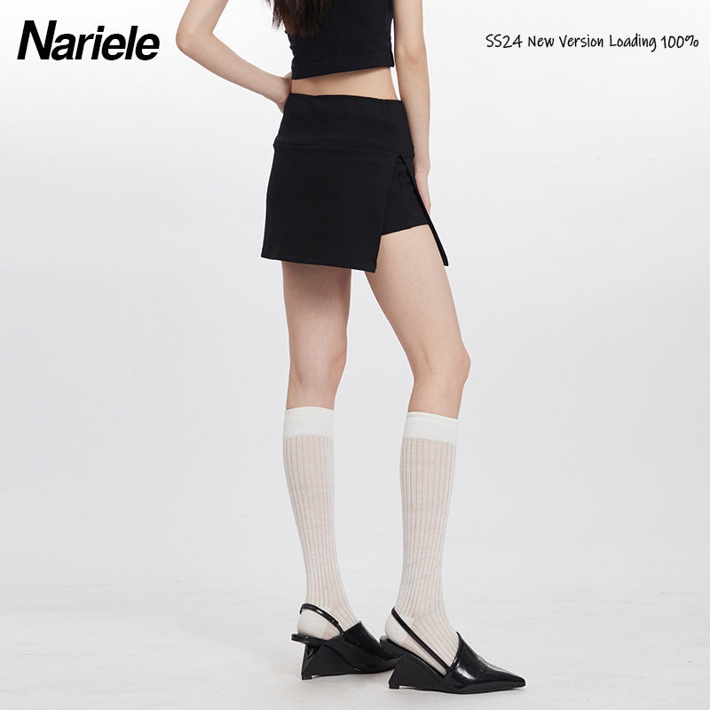 Nariele Side Slit High Waist Sports Style Skirt