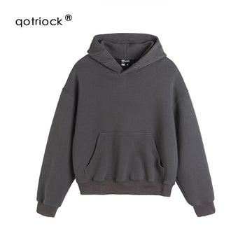 QOTRIOCK SOLID BOXY Hoodie