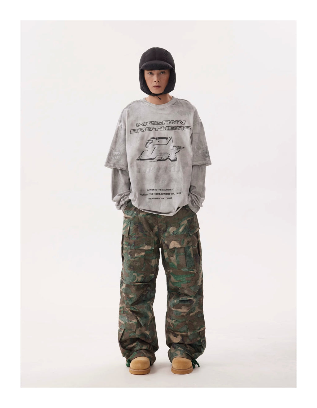 BTSG Dirty Stained Racing Fake Two Long Sleeve Tee
