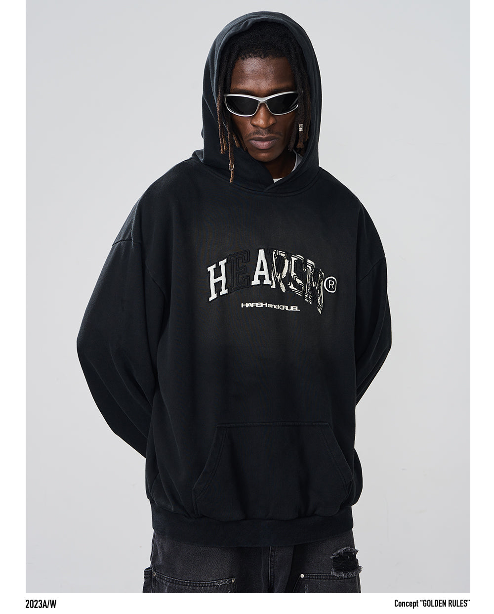 Harshandcruel wash graffiti modified embroidery Hoodie