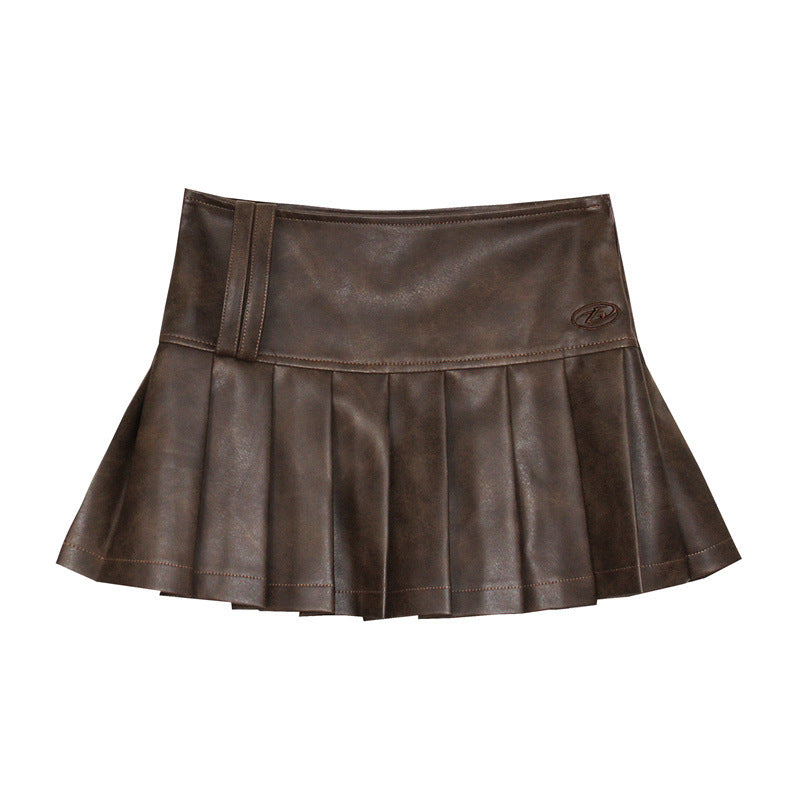 Nariele Streetwear High Waist Slim Leather Skirt
