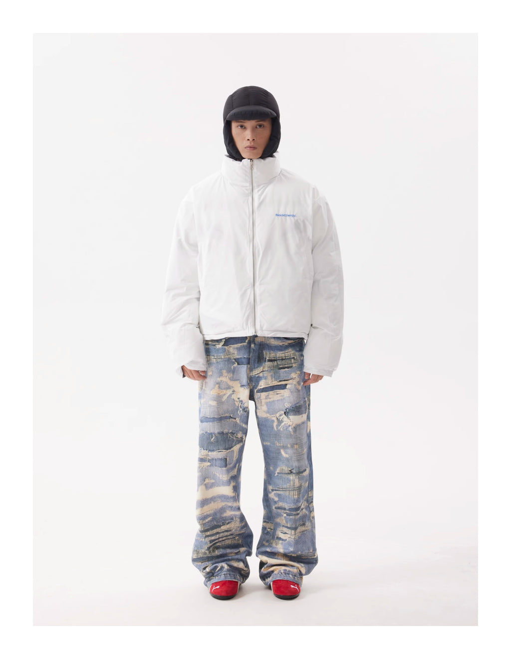 BTSG Reversible Plaid Cropped Puffer Jacket