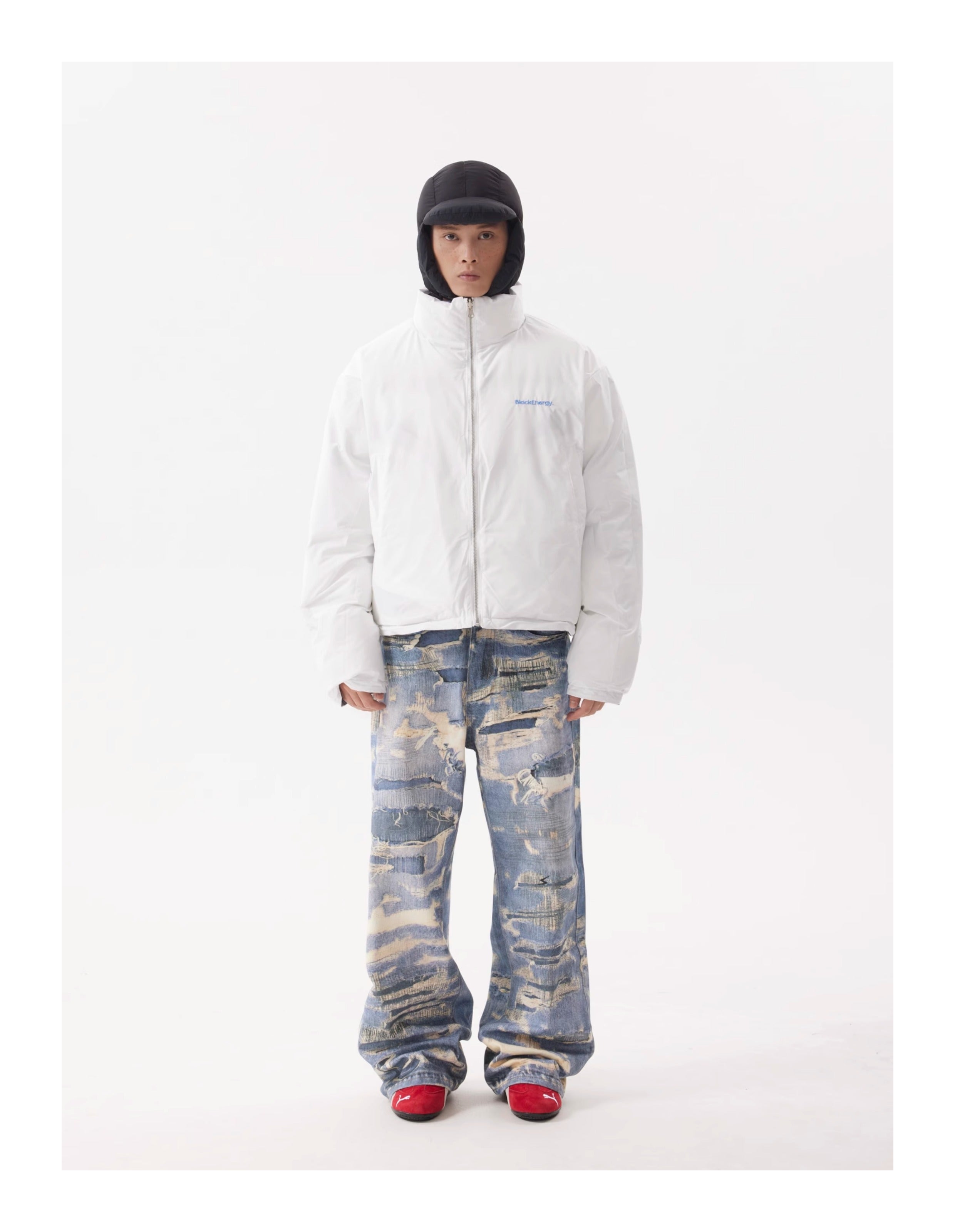 BTSG Reversible Plaid Cropped Puffer Jacket