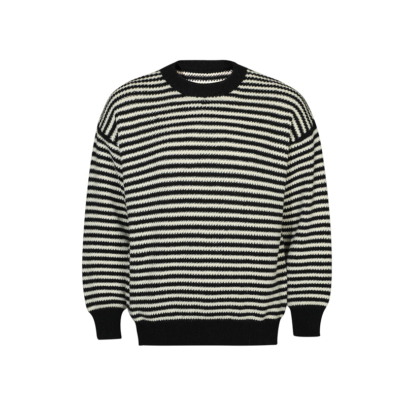 BTSG Striped Cropped Crew Neck Sweater