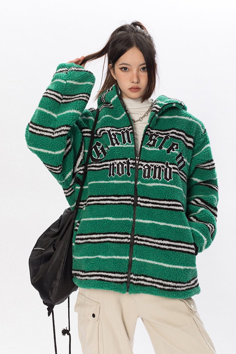 سترة قطنية مطرزة بالصوف مخططة ومتباينة من BLACKBB