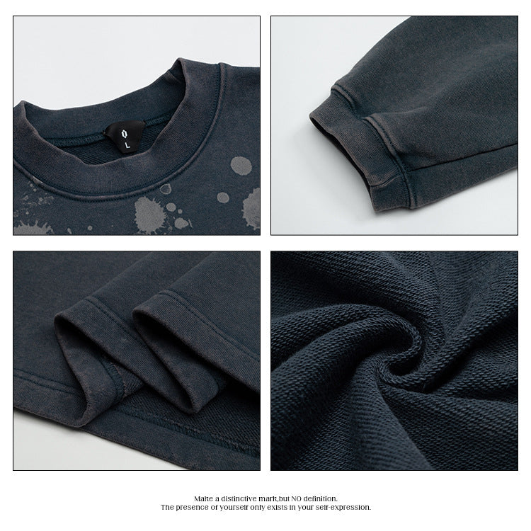#OVDY Retro Distressed Wash 430g Heavy Cotton Crew Neck Sweatshirt