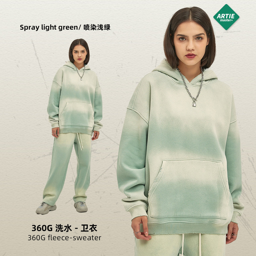 ARTIE 360g Spray Dye Distressed Hoodie