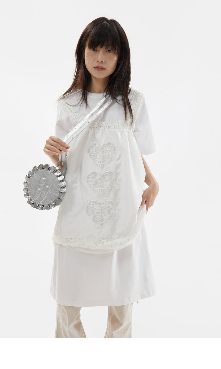 CryingCenter silver-toned leather lace cylinder shoulder cross-body bag