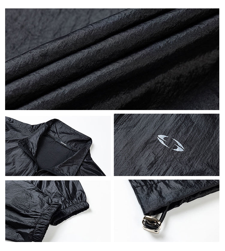 سترة واقية من الشمس مطبوعة مجعدة لامعة أمريكية من BLACKBB