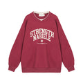 Nariele Unisex Cross Neck letter patch embroidery fake two-piece Casual sweatshirt