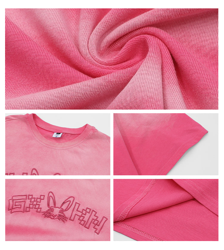 BLACKBB Street Niche Wash Gradient Embroidery Short Sleeve Tee