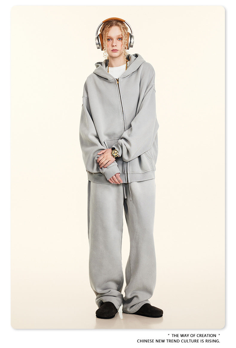 BE Washed Fleece Hooded  Zip Jacket