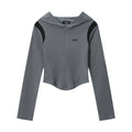 "Clearance" Nariele Casual Slim Long Sleeve Crop Top Fit Jacket Hoodie