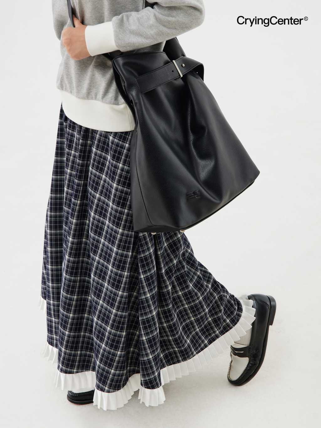 CryingCenter large bucket leather Cross Body bag