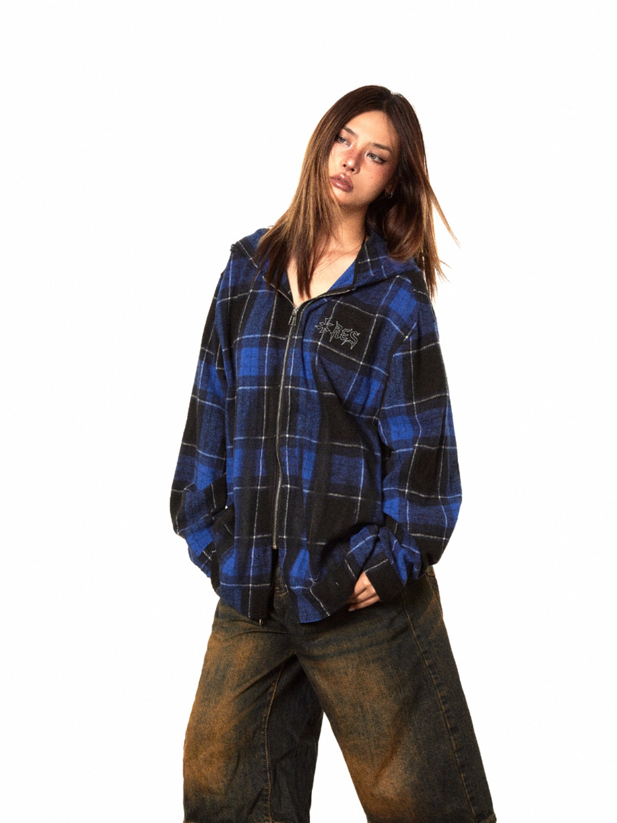 سترة BLACKBB مطبوعة على الطراز القوطي بسحاب أمريكي عالي الشارع