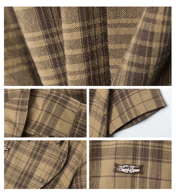 Pre-loved Diagonal Placket Check Skinny Shirt Slim Fit Tee