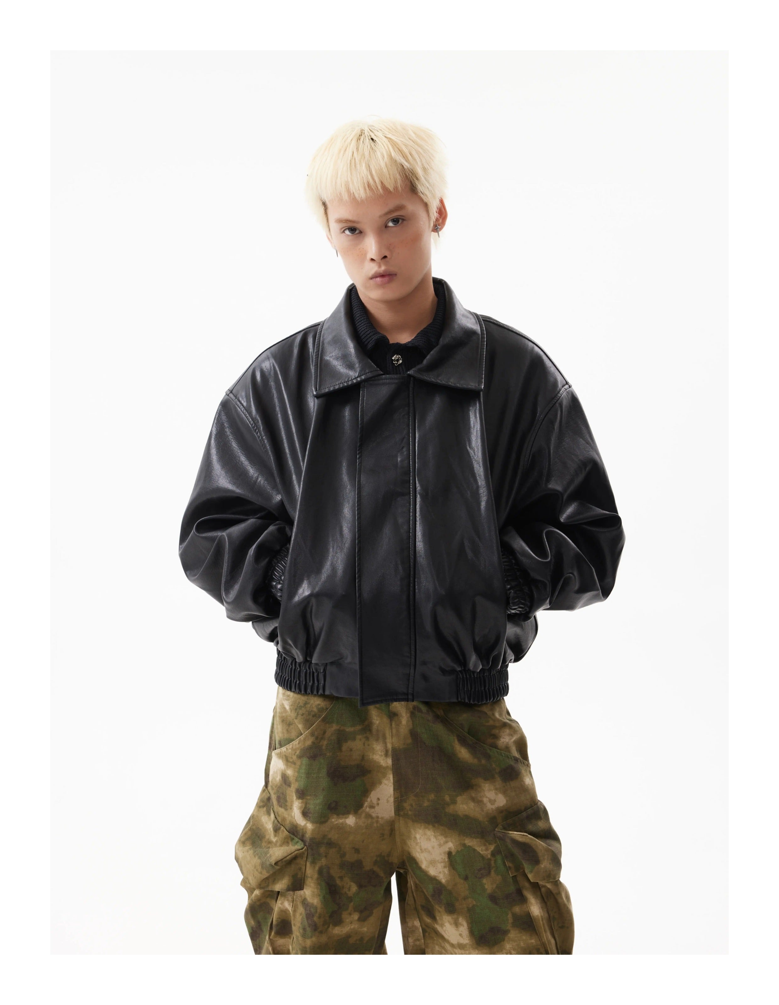 BTSG Lux Cropped Silhouette Leather Jacket