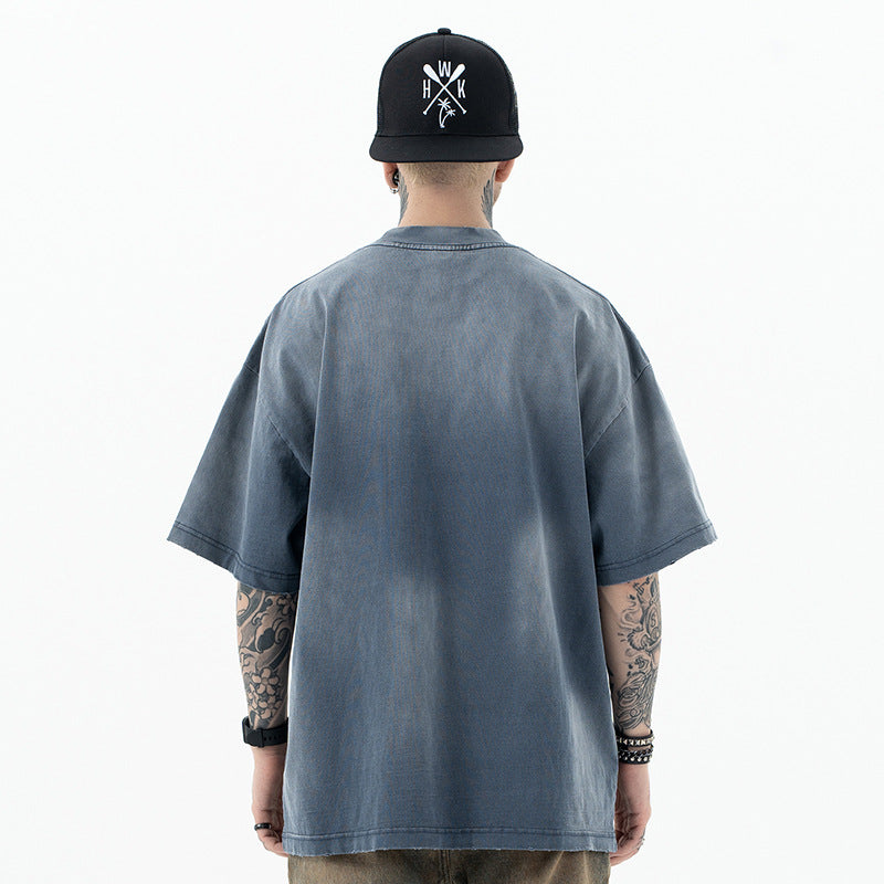 FORGIVNESS  Bai Jingting with the same washed gradient distressed oversize Tee