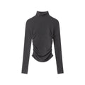Nariele High Neck Ruffle Long Sleeve Slim Fit Top