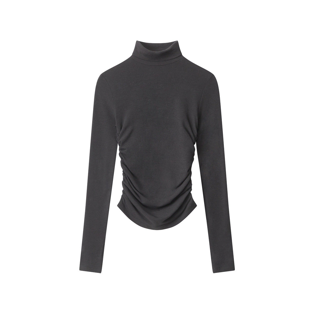 Nariele High Neck Ruffle Long Sleeve Slim Fit Top