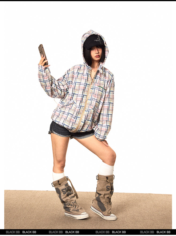 سترة BLACKBB الأمريكية بسحاب منقوشة غير منتظمة