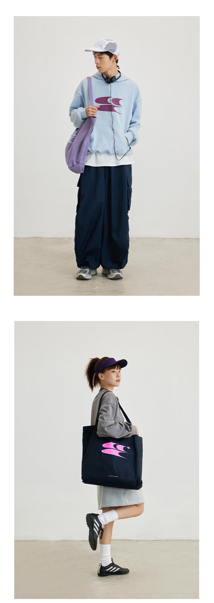 CryingCenter Large Capacity Commuting 3C LOGO Canvas Tote Bag