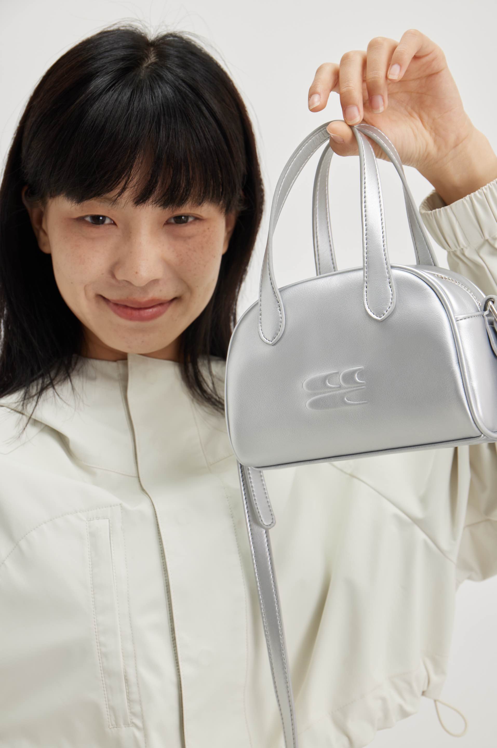 CryingCenter Classic Vintage Mini Milk Tea White Boston Crossbody Bag