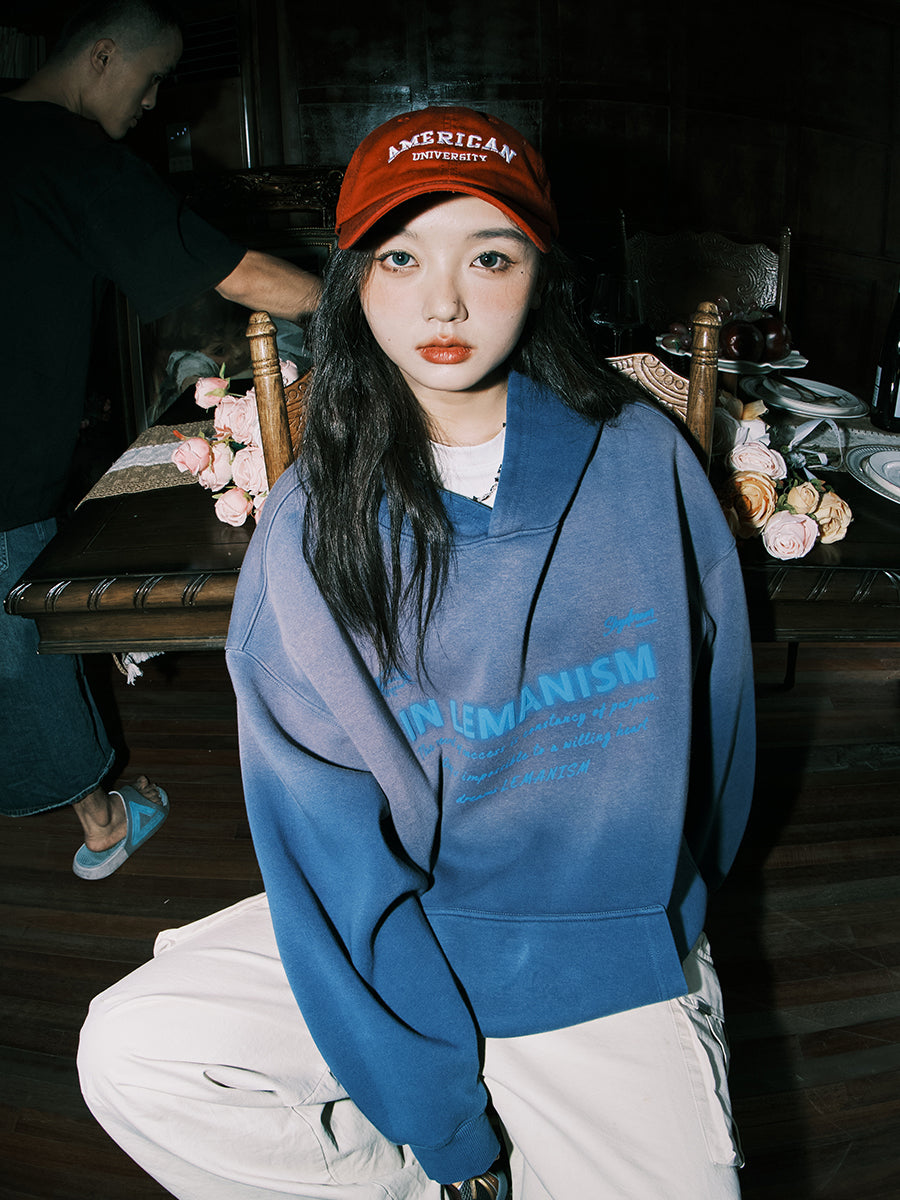 lemanism Distressed Wash Gradient Hoodie