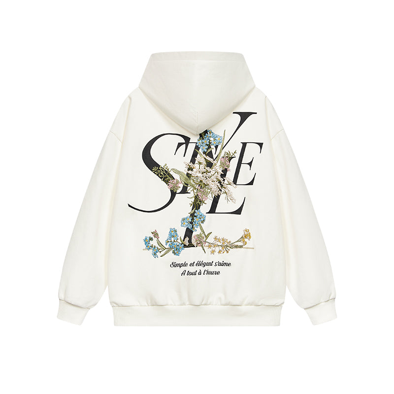 harshandcruel floral embroidery STYLE HACR Zipper Hoodie