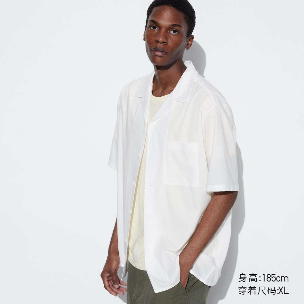 Uniqlo Modal Cotton Blend Open Collar Shirt Short Sleeve