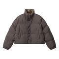 Nariele Reversible Retro Stand Collar Puffy Cropped Top Jacket