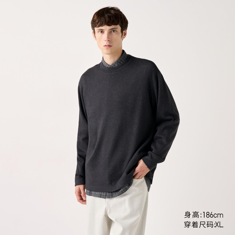 UNIQLO Soft Knit Fleece Crew Neck Pullover Long sleeve Tee