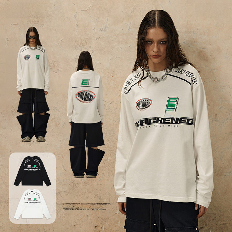 #OVDY original unisex biker style prints loose  long sleeve sweatshirt