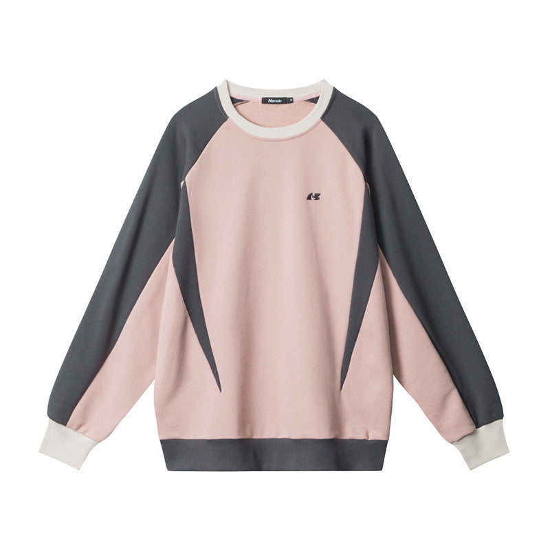 Nariele Contrasting Long-sleeved Sweatshirt Unisex Loose Crew Neck