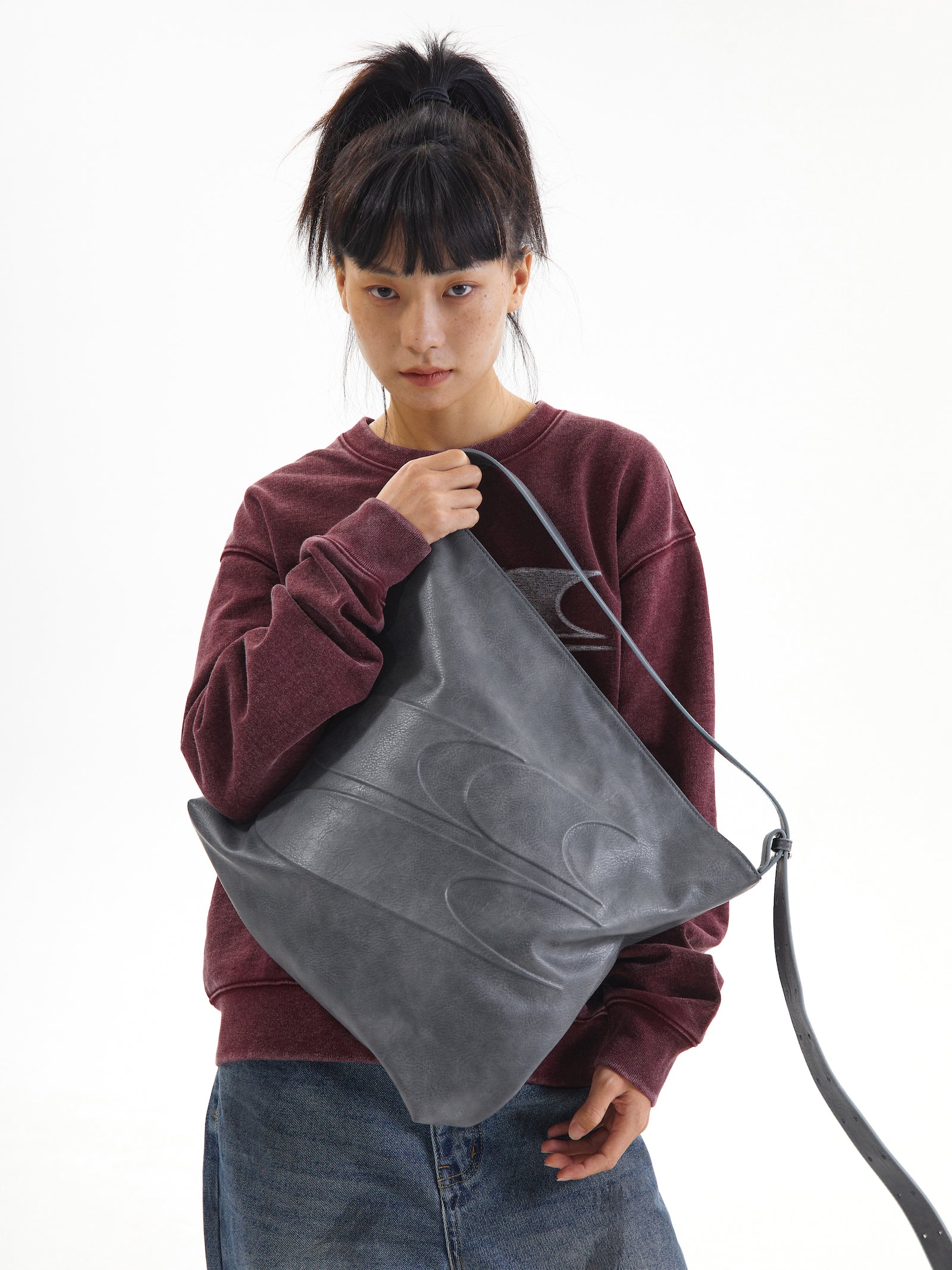 CryingCenter Black Oil Wax Large Capacity Crossbody Leather Bag