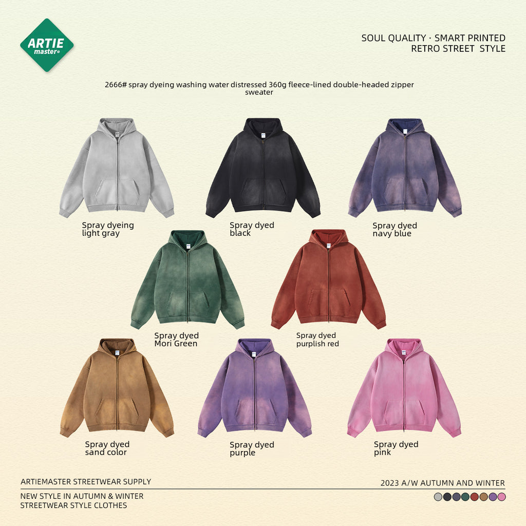 سترة بسحاب مزدوجة الأطراف مصبوغة بالرش من ARTI